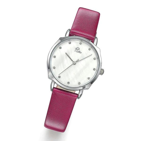 Pia Your Finest Hour Fuchsia Watch, Silver-Tone Case with Fuchsia Leather