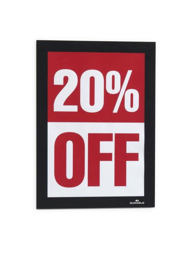 Durable DURAFRAME Self Adhesive Magnetic Signage Frame | 2 Pack | A5 Black