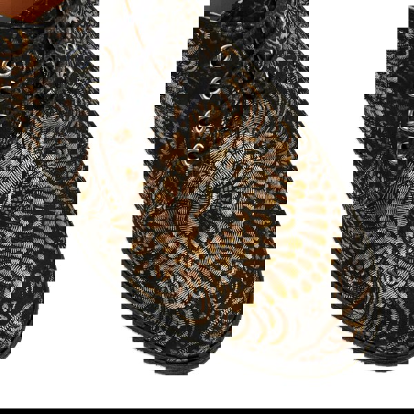 Embassy London Roulette - Gold feathers - Women's leather heeled oxford lace-up