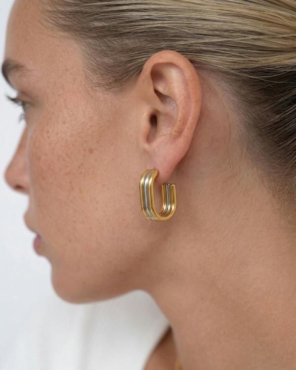 Elk & Bloom Chunky Two-Tone Gold Ringed Hoops