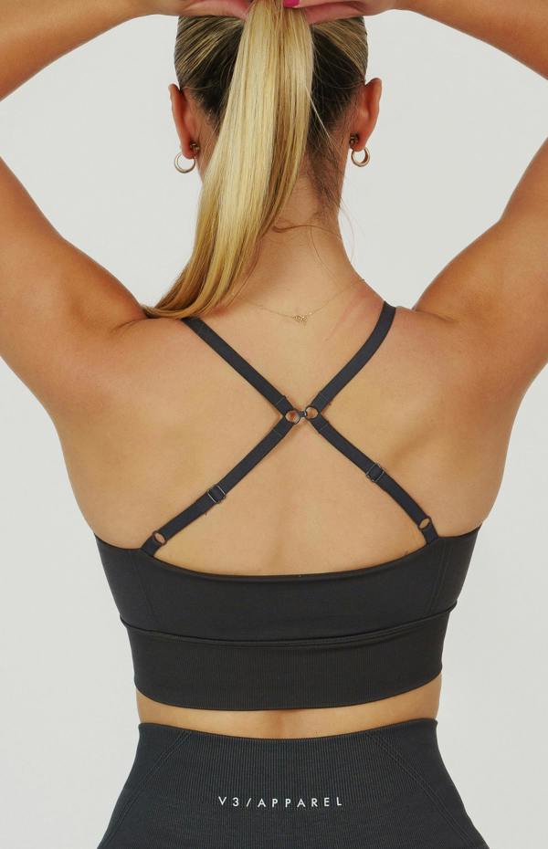 V3 Apparel Tempo Seamless Scrunch Shorts & Multi-Way Sports Bra Set - Slate Grey