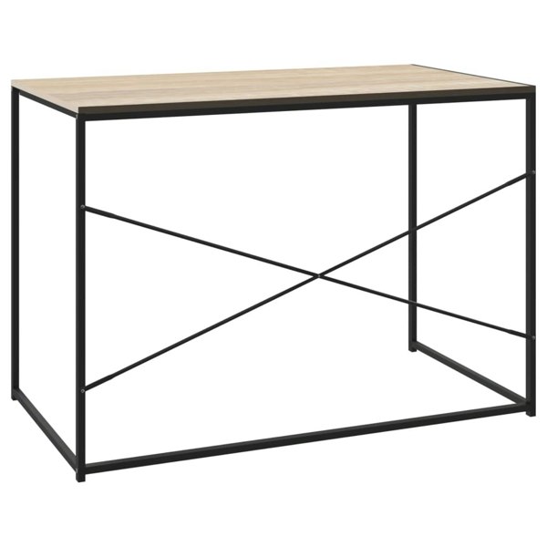 Berkfield Computer Desk Black and Oak 110x60x70 cm Engineered Wood