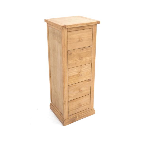 Cabinet Bits Lucca 5 Drawer Narrow Chest of Drawers Wood Knob
