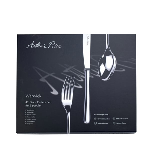 Arthur Price Signature 'Warwick' Stainless Steel 42 Piece 6 Person Boxed Cutlery Set