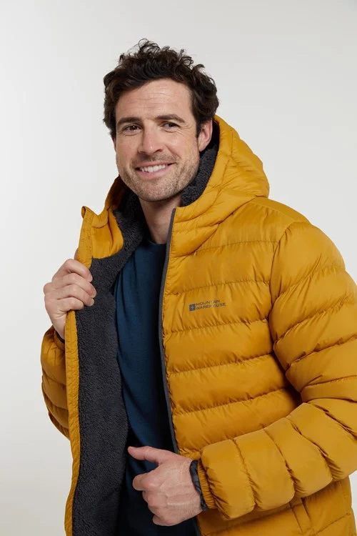 Mountain Warehouse Mens Seasons Faux Fur Lined Padded Jacket - Mustard