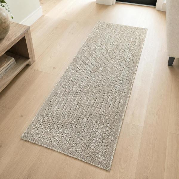 Non-Slip Beige Rug Plain Solid Design Flat Weave Kitchen Dining Room Living Room Area Mat