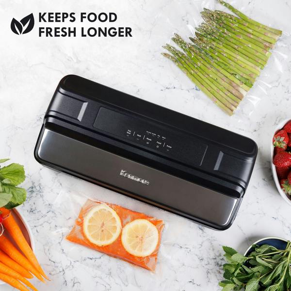 Kenmore Automatic Vacuum Sealer Food Sealing Machine with 7 Preset Modes for Sous Vide & Dry/Moist Foods (Black)