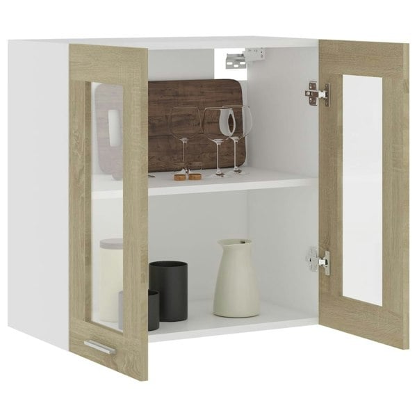 Berkfield Hanging Glass Cabinet Sonoma Oak  60x31x60 cm Engineered Wood