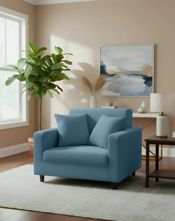 Anyseat 1 Seater Sofa Cover Plain Grey Blue Style and Protection For Living Room Sofa Chair Elastic Stretchable Slipcover