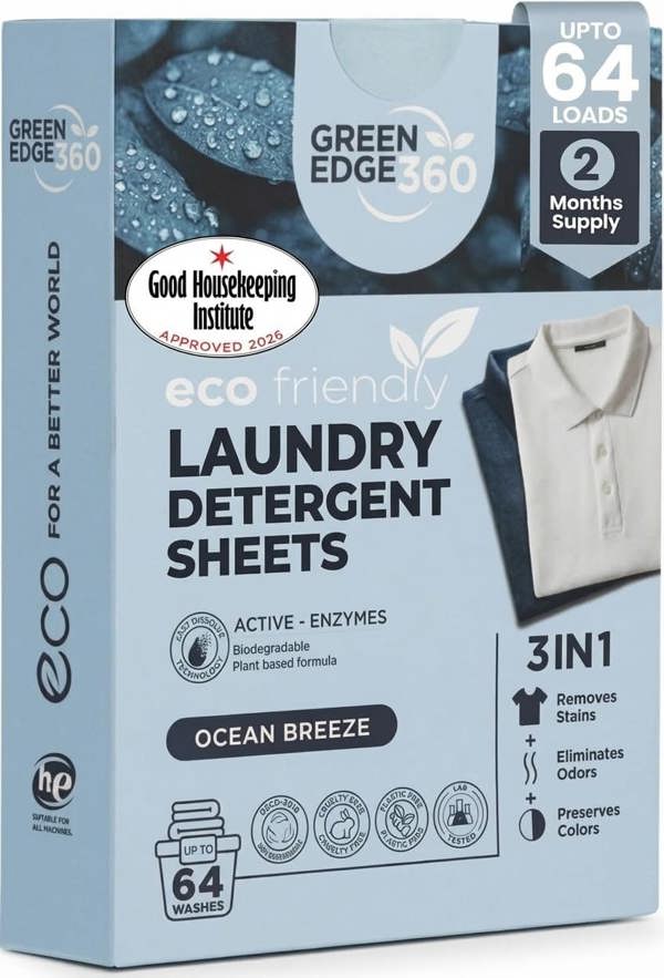 Green Edge 360 Ocean Breeze Eco Friendly Laundry Detergent Sheets