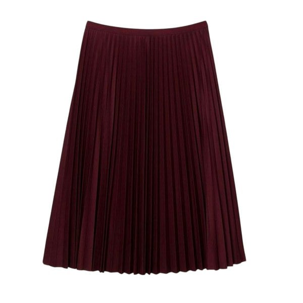 Lacoste Women's Fluid Pleated Elasticated Waist Skirt - Burgundy