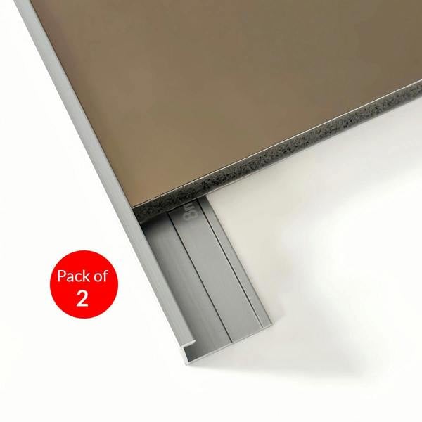 ENER-J Closing Edge Line End Aluminium Trims for 8mm Charcoal boards, Silver Size: 3000 mm (Pack of 2)