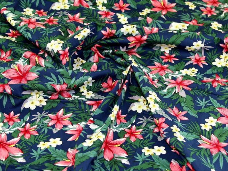 Minerva Core Range Deadstock 100% Cotton Poplin Fabric - Flowers Design Dressmaking Fabric, 142.5 cm / 57" Wide - per metre