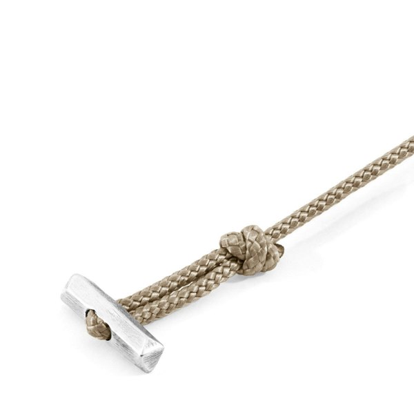 Anchor & Crew Sand Brown Oxford Silver and Rope Bracelet