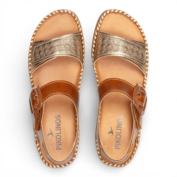 Pikolinos Cadaques - Women's Brown Leather Lightweight Wedge Sandals