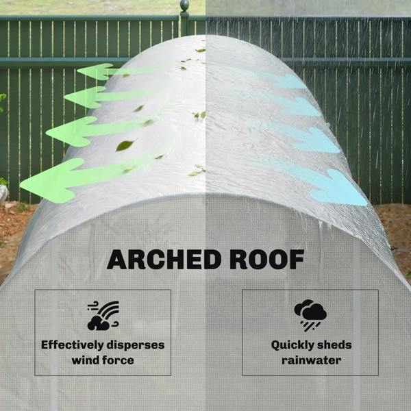 White arched-roof polytunnel greenhouse tunnel cover with reinforced side panels