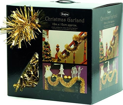 Samuel Alexander 10m (33ft) x 15cm Luxury Chunky Cut Tinsel Garland Christmas Tree Decoration - Gold