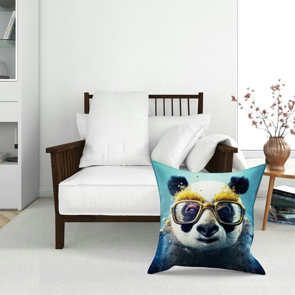 Warren Reed Panda With Golden Glasses Splashart Floor Cushion