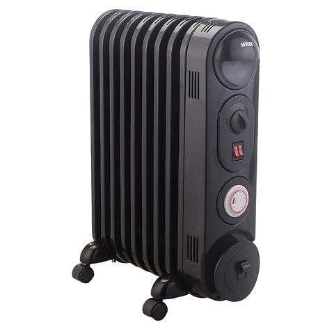 Mylek Oil Filled Radiator Electric Heater, Portable, Thermostat and 24hr Timer, Black