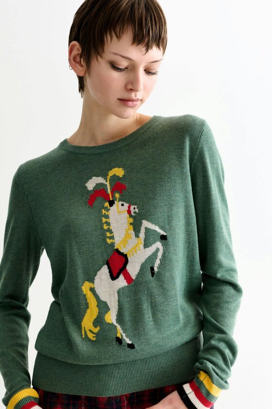 Bly Green Circus Pony Intarsia Jumper