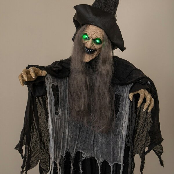 Samuel Alexander 1.84m Animated Cackling Halloween Witch with Green LED Eyes