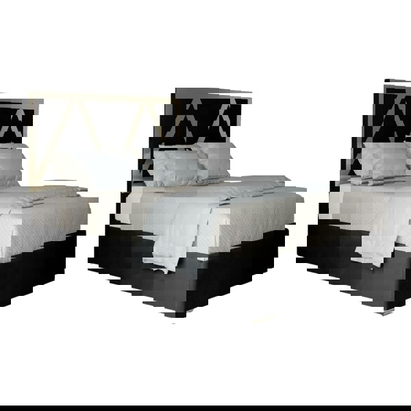 Casa Magna Alison Upholstered Soft Velvet Metal Bed Frame - Black