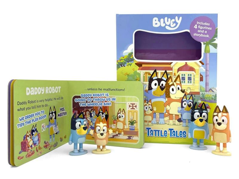 Bluey Tattle Tales - Activity Books for kids, 12-page storybook, 4 figurines