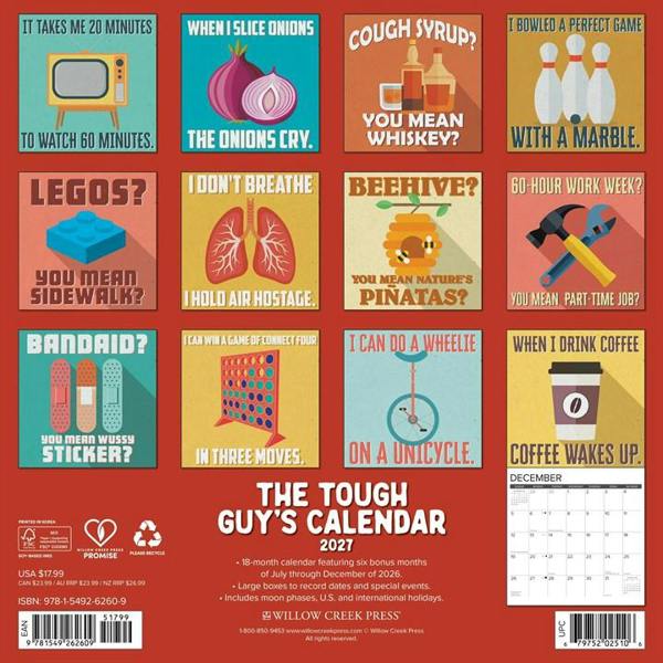 Tough Guys Calendar 2027, Wall Calendars, Month To View, Humour, Gift