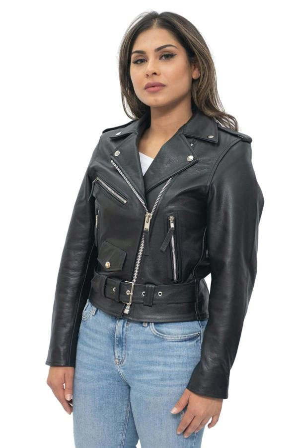 Infinity Leather Women's Cowhide Brando Leather Biker Jacket-Murcia