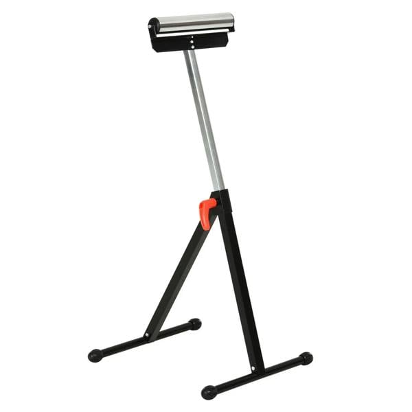Black folding roller stand with ball bearing roller and adjustable support pedestal