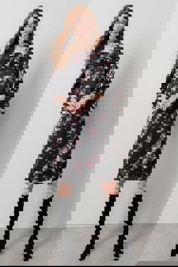 Lily & Me Lotty Fluted Sleeve Shift Dress Black