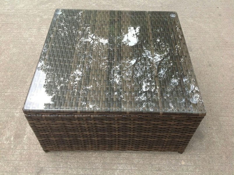 Fimous Square Rattan Coffee Tea Side Table Indoor Outdoor Use Garden Furniture Accessory Patio Dark Brown Mixed