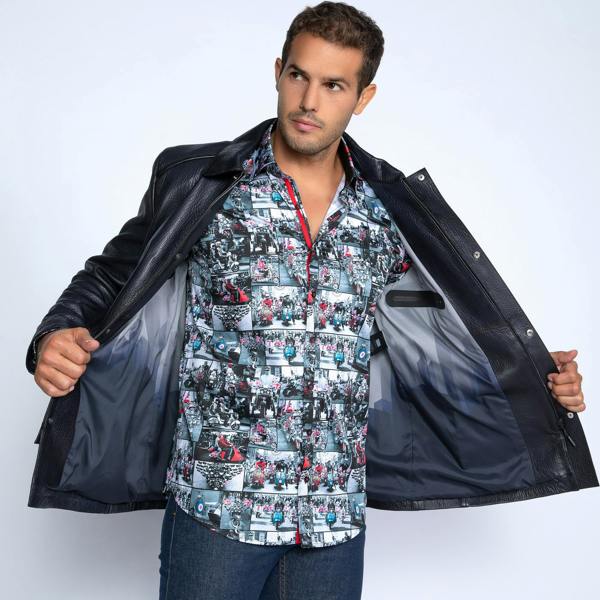The Commander Leather Field Jacket - Premium Men's Patterned Shirt by Claudio Lugli | Bold Design, Tailored Fit, Best Printed Shirts