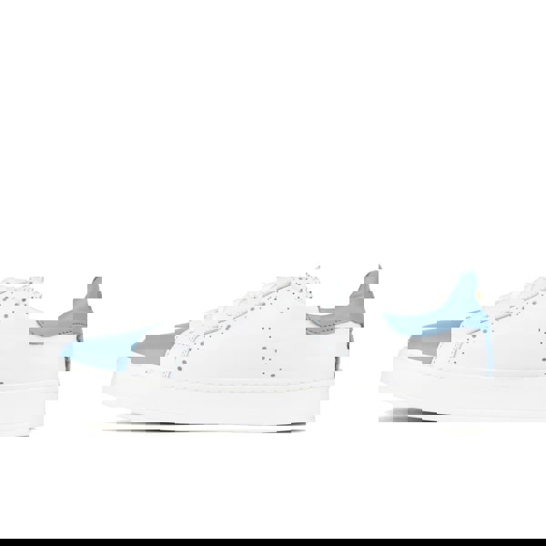 Embassy London Serena - White & Blue - Women’s Leather Trainer with Brogue Details