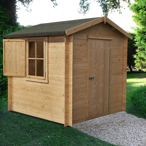 Shire Camelot 7x7 Log Cabin 19mm interlock Cladding - Best Shed