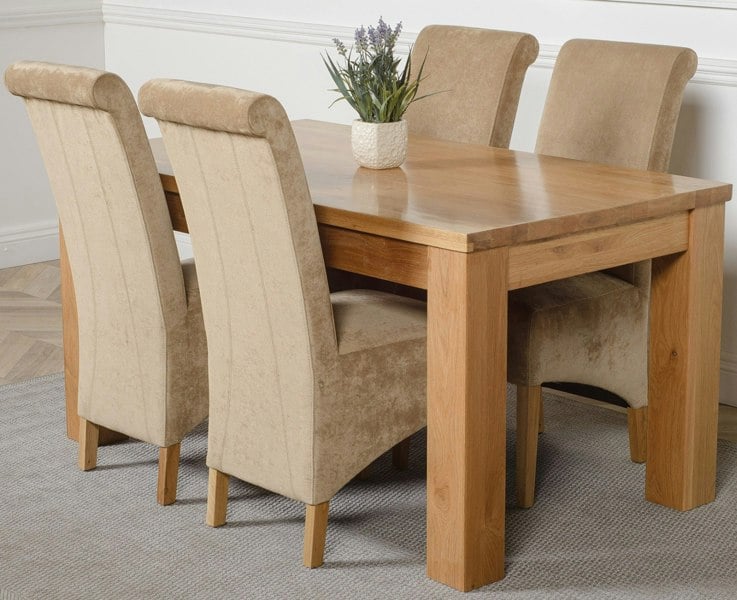 That's Furniture Dakota Medium Oak Dining Table with Montana Fabric Chairs