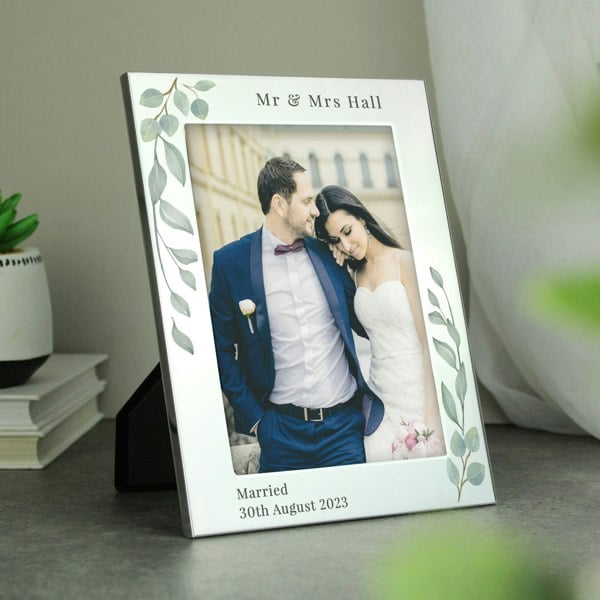 Personalised Memento Company Personalised Botanical 6x4 Silver Photo Frame