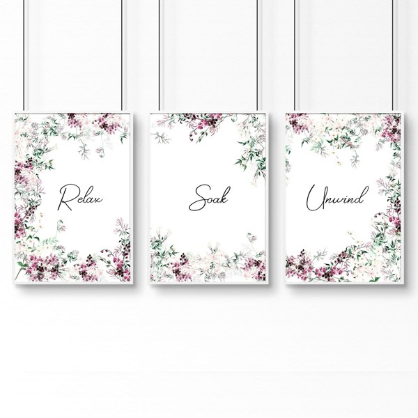 Artwork In Bathroom | Set of 3 wall art prints