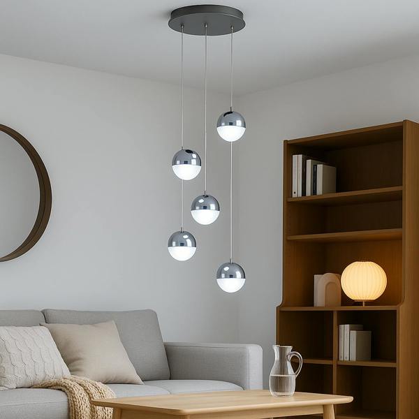 Pagazzi Lighting Annika 5 Light Polished Chrome LED Multidrop Ceiling Pendant