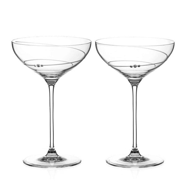 Diamante Toast Swirl Champagne Saucers - Set of 2