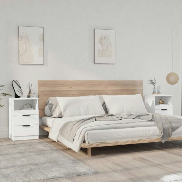 Berkfield Bedside Cabinets 2 pcs White Engineered Wood
