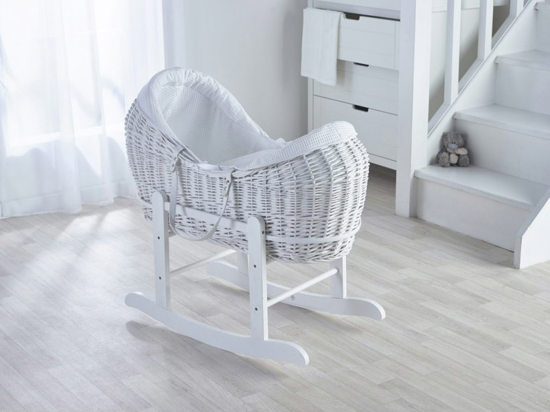 Kinder Valley White Waffle Pod Moses Basket Bedding Set