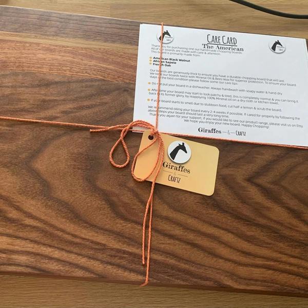 Giraffes & Craftz Handmade Black Walnut Chopping Board: Sapele & Oak Inlays