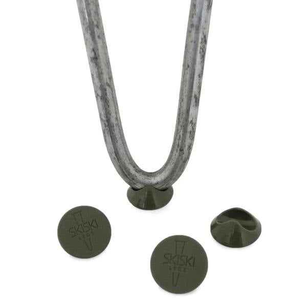 Grey 10mm hairpin leg feet protectors in a pack of four, featuring a durable design with a textured surface for stability