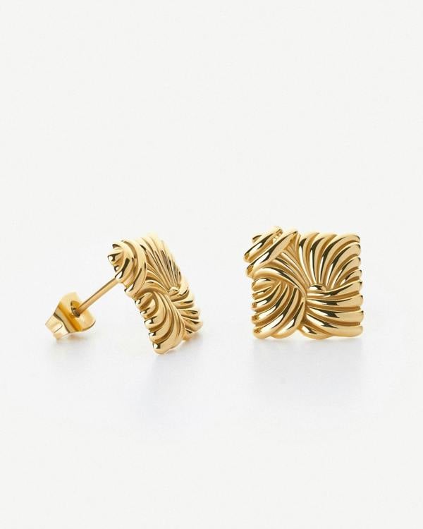 Elk & Bloom Knotted Dream Chunky Square 15K Gold Plated Stud Earrings
