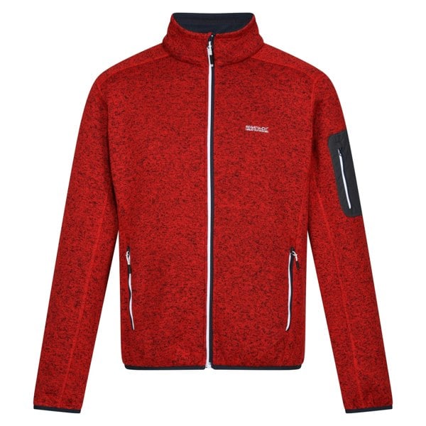 Regatta Mens Newhill Marl Full Zip Fleece Jacket - Danger Red/White