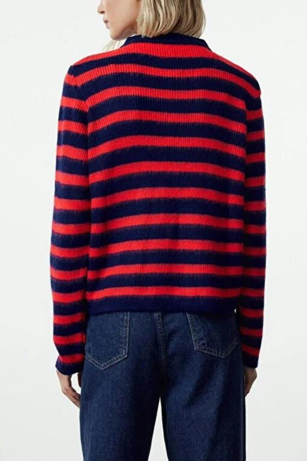 WOVCOR Soft Textured Striped Knit Cardigan