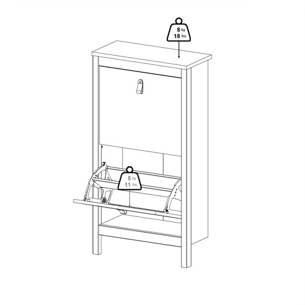 Wyld Haus Gossmere Hickory Oak Effect Shoe Cabinet 2 Doors