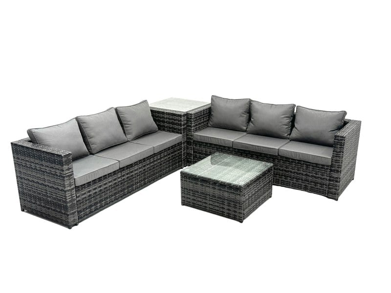 Fimous Grey Outdoor Rattan Garden Furniture Corner Sofa Set With 2 Coffee Table