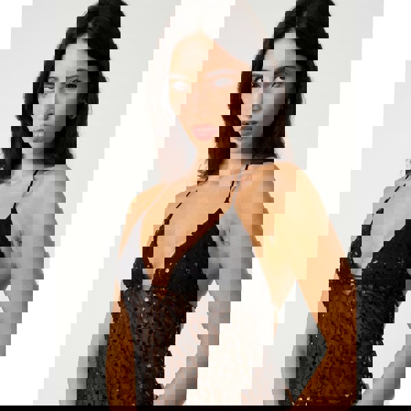 Pink Vanilla Sequin Tie Back Top